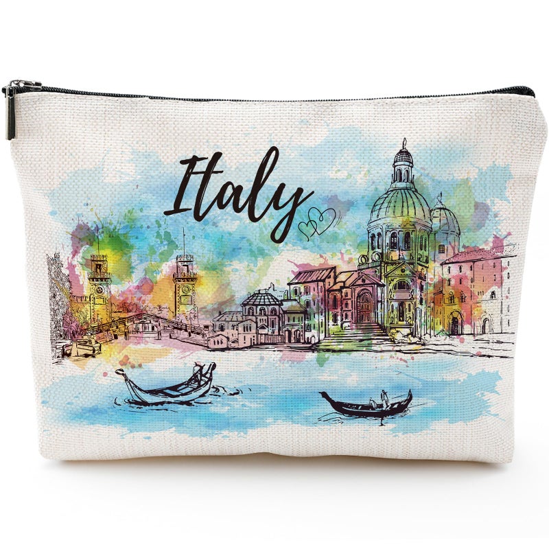 Sitsink Italy Souvenirs Travel Essentials - Venice Scene Italy Gifts for Women  Italy Trip Souvenir Small Makeup Bag for Purse  Watercolor Italian Themed Birthday Christmas Gifts for Friends Family - Image 1